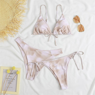 Ensemble bikini trois pièces uni